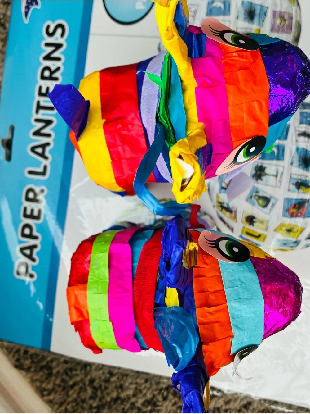 Colorful Mini Piñata Pair - Rainbow Fiesta Decor